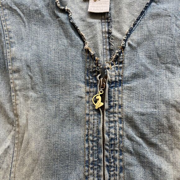 Vintage Baby Phat Denim Jean Jacket Y2K Glam Women Small Embroidered Light Blue - Picture 5 of 14